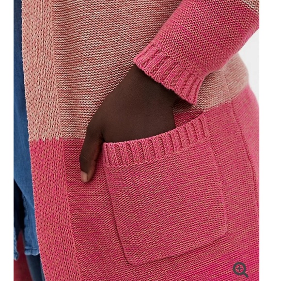 TORRID pink ombré striped slouchy duster sweater - Picture 3 of 8